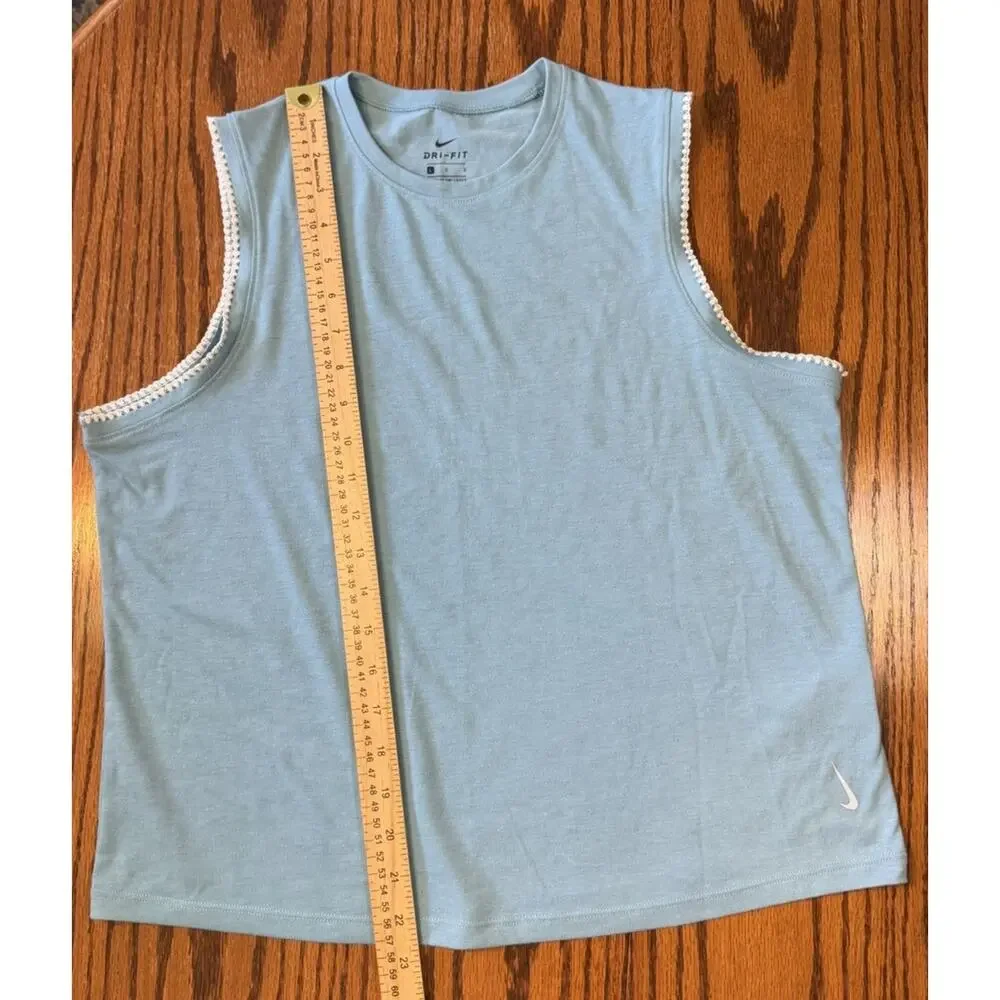 Nike Dri-FIT Women's Crochet-Trimmed Yoga Tank Top - Blue Large